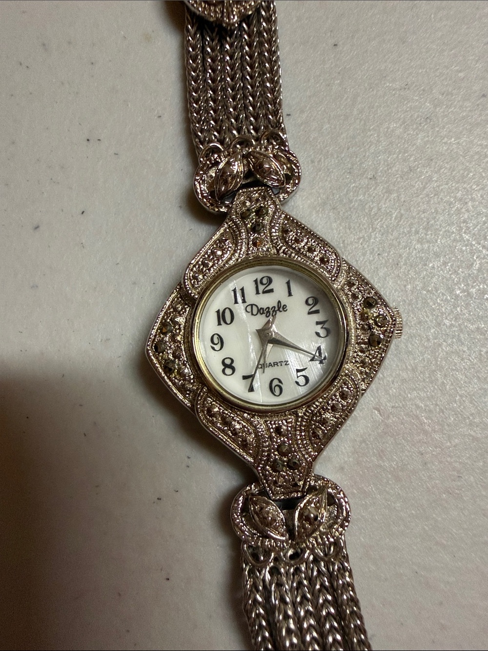 Women's Silver-Tone Marcasite Filigree Bracelet Watch